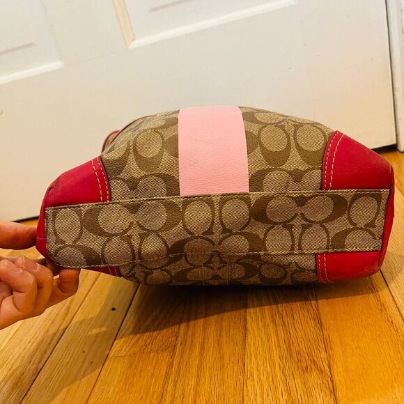 Y2K 2000 Hobo Coach Heritage Signature Stripe Pink/Tan Tote Bag Vintage - Picture 10 of 16
